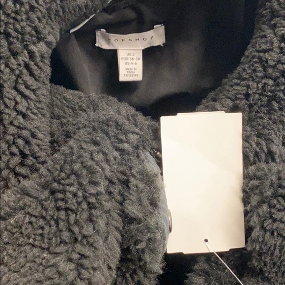 Topshop Black Borg Zip Up Teddy Jacket - Picture 13 of 13